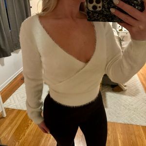 Fuzzy Surplice Sweater